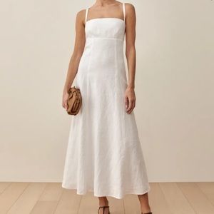 Reformation Rai Linen dress in white, size 0, NWT